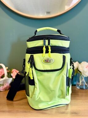 TCL Cool Carry Golf Cooler Bag Insulated Lime Green Caddy w Strap Pockets
